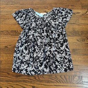 NWT, LOFT Black and White Smocked Floral Top